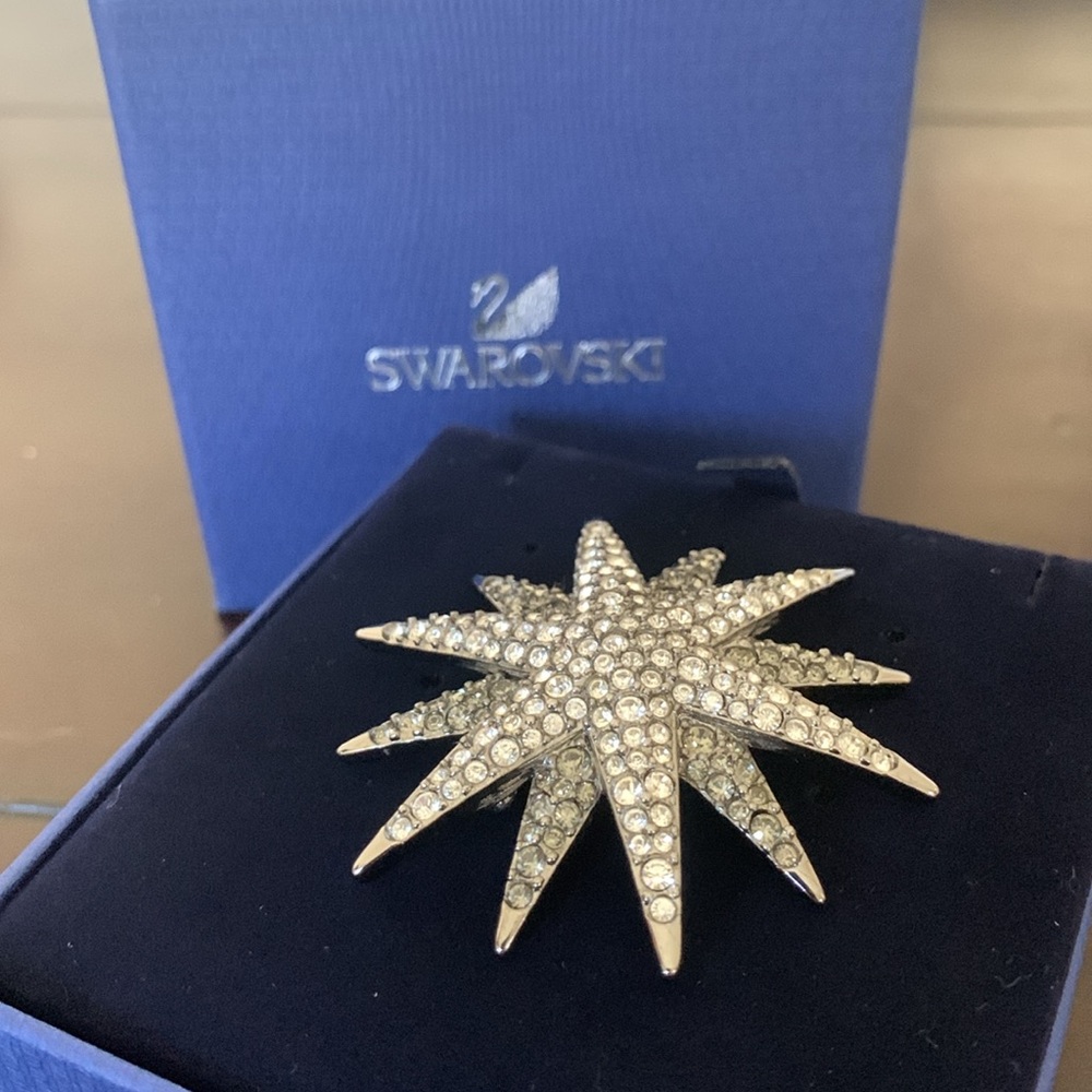 Signed Swarovski Star Pave Pin